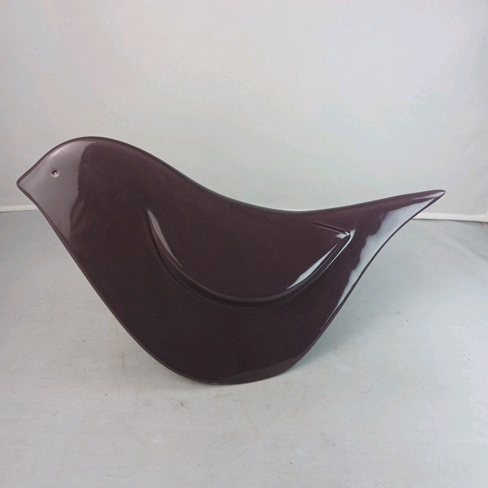 Mid Century Modern Decorative Ceramic Bird Plum Purple Figurine 6" x 11.5" - Picture 2 of 10